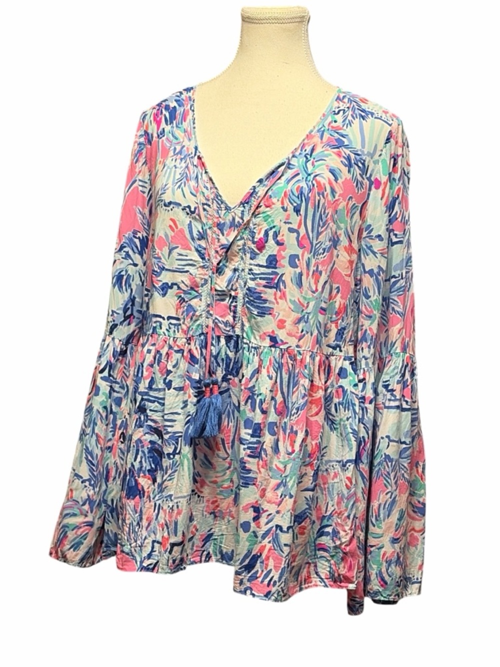 Lilly Pulitzer Pastel Floral Tie-Front Tunic in Pink, Blue & Green